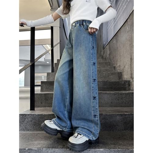 Betadog Girl's Long Denim Pants Casual Wide Leg Jeans Pants Streetwear Girls' Pull on Jeggings Girls Cargo Pants4