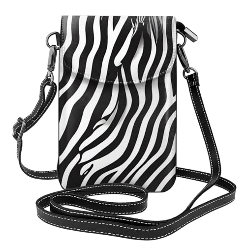 Petit sac à main pour téléphone portable imprimé zèbre noir et blanc