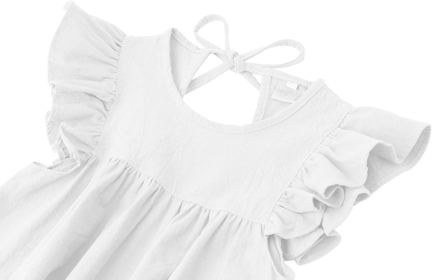 Toddler Baby Girl Dress Cotton Linen Ruffle Halter Sleeveless Dresses Kids Summer Sundress
