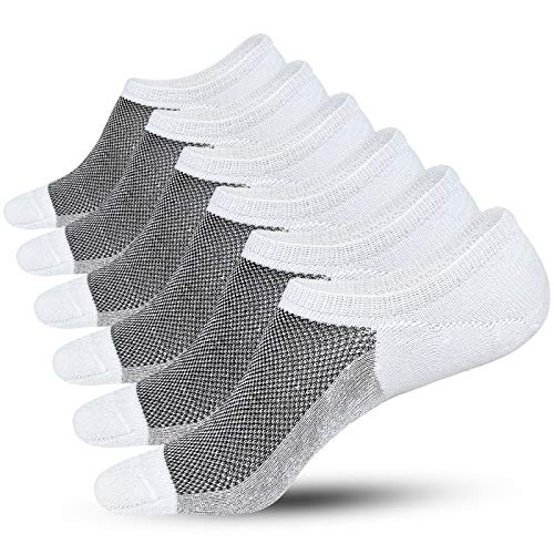 BERING No Show Socks Men 6 Pack Cotton Non Slip Low Cut for Vans Slip On Sneakers