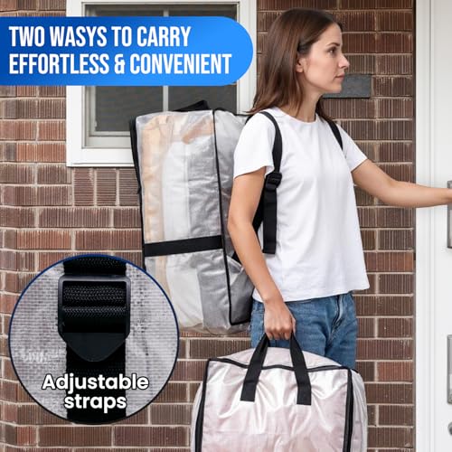 Image of TAILI 2 Pack Clear Moving Bags W /Adjustable Backpack Straps,Moving Supplies | Moving Boxes Alternative, Heavy Duty Storage Totes for College Packing, Backpack for Travel, Dorm, Laundry
