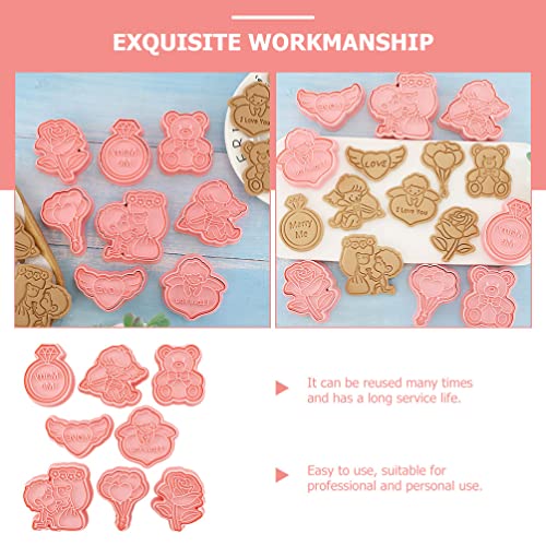 Gadpiparty Gadpiparty Valentine's Day Cookie Cutter Set Cookie Stamp Included 3D Diamond Ring Cute Bear Love Heart Balloons,Rose Angel, Romantic Proposal Cookie Cutters For Party Baking Decoration #TOP6
