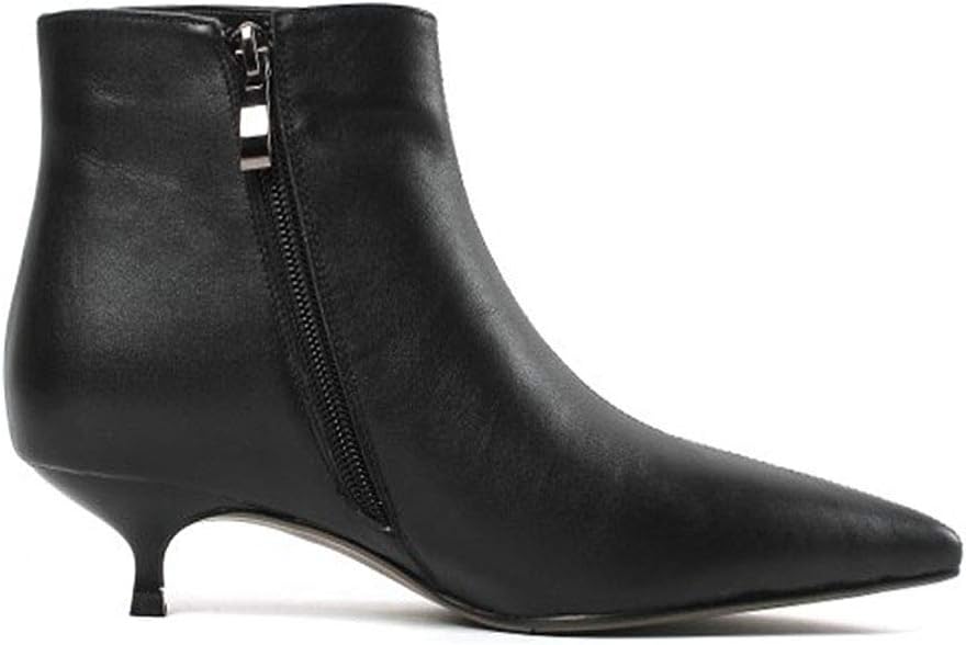 Lutalica W Women's Fashion Pointed Toe Matte Leather Zip Up Comfort Low Kitten Heel Dress Ankle Boots - Image 3
