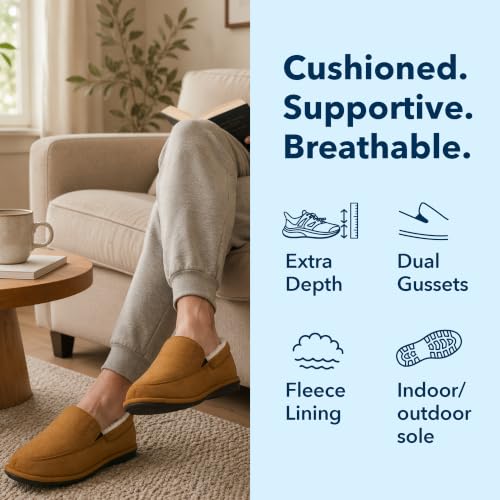 Image of Dr. Comfort Relax Men's Diabetic Slipper, Fleece Lined, Closed Heel