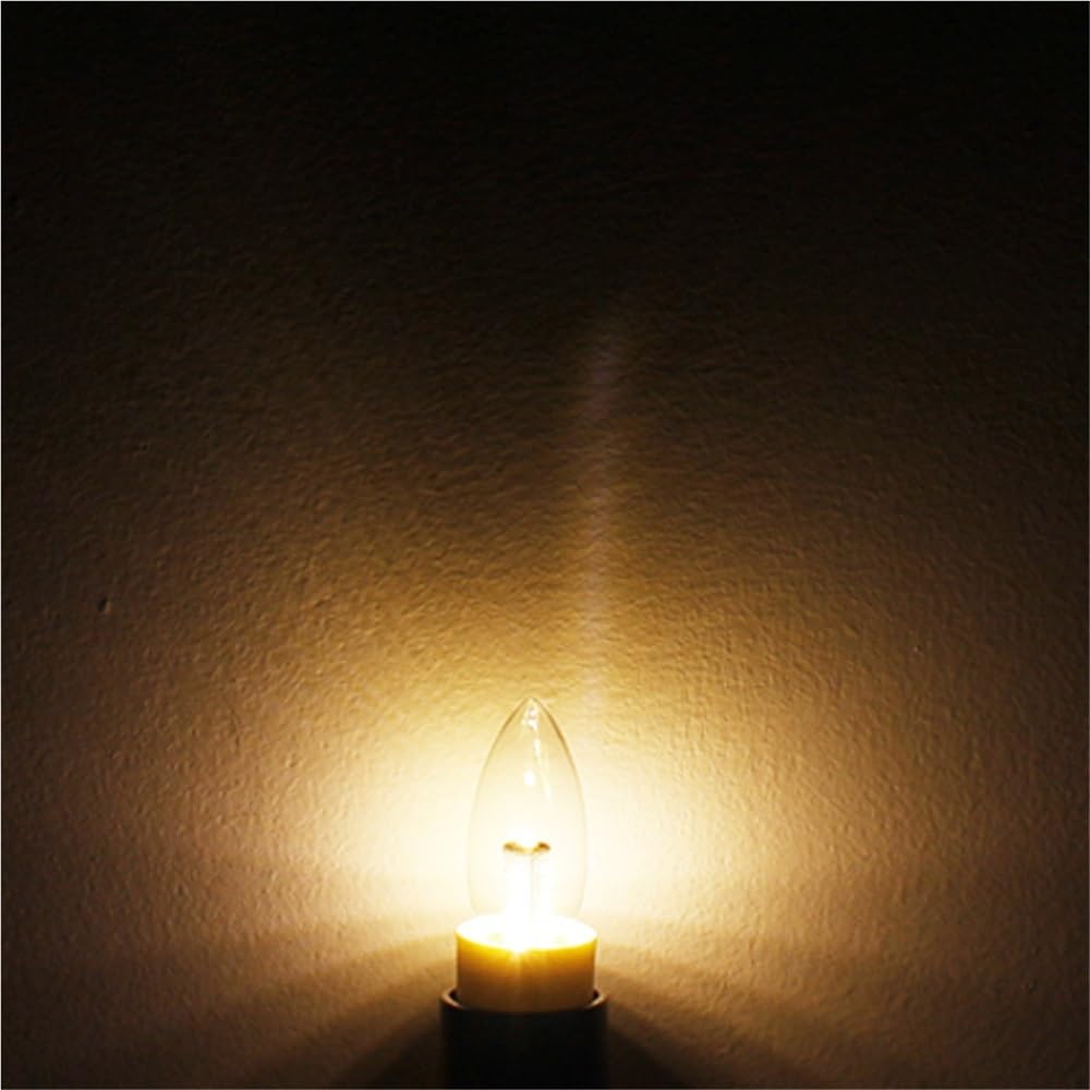 Fengyan Casa Lampadine Confezione da 20, Lampadina a Candela LED AC220V E14 2W Lampadario in Cristallo Lampadina a Punta Copertura in Vetro Trasparente Domestico Lampada(Warm White)