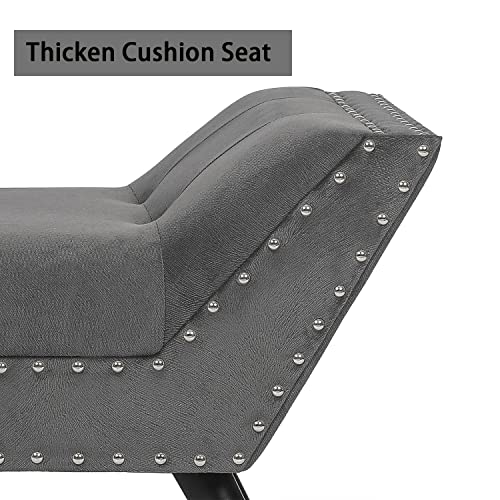 Adeco Modern Upholstered Fabric Ottoman Tufted Accent Wooden Legs And Nailhead Trim For Bedroom, Entryway, Living Room Storage Benches, Grey #TOP4