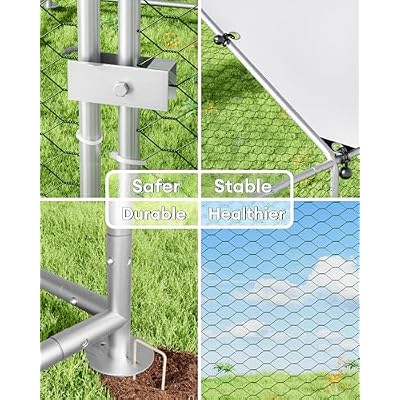 BUCATSTATE 6.6FT x 9.8FT x 6.6FT Large Chicken Coop for 9-13 Hens Outdoor Metal Chicken Run with Weatherproof Cover, Shade Area & Double Locks A Safe, Cozy Home for Your Backyard Flock