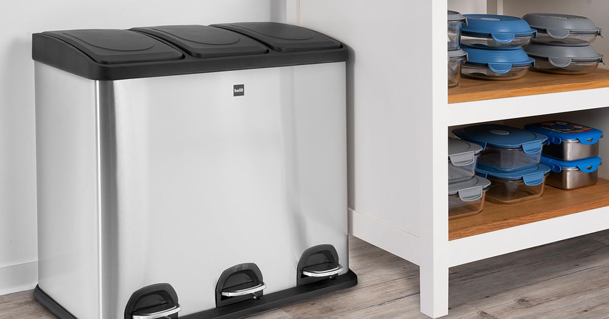 helit H2405200 - Mülltrennsystem the seperator Edelstahl 60 L | Mülleimer mit 3 x 20 Liter Behältern zur komfortablen Mülltrennung
