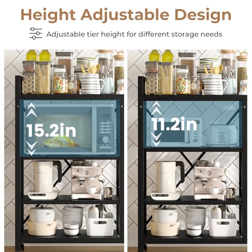Gracenal STORAGE STAND Shelves, Adjustable 4-Tier Kitchen Shelves, Kitchen Organizers And Storage With 4 Wire Baskets, Metal Shelf Rack thumb #4