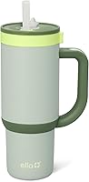 Vista 48 de Ello Oasis Vaso de 24 oz con asa y popote retráctil Taza reutilizable de acero inoxidable aislada 100% a prueba de fugas, regalos