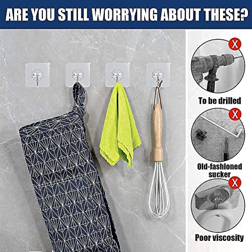 Image of AVVIC MART Self Adhesive Magic Sticker Transparent Panel Support Hooks, Strong Wall Hanging Pads for Bathroom & Kitchen, Tissue Towel Rack Sticker, No-Drill Holder for Racks & Shelves(Pack of 10)