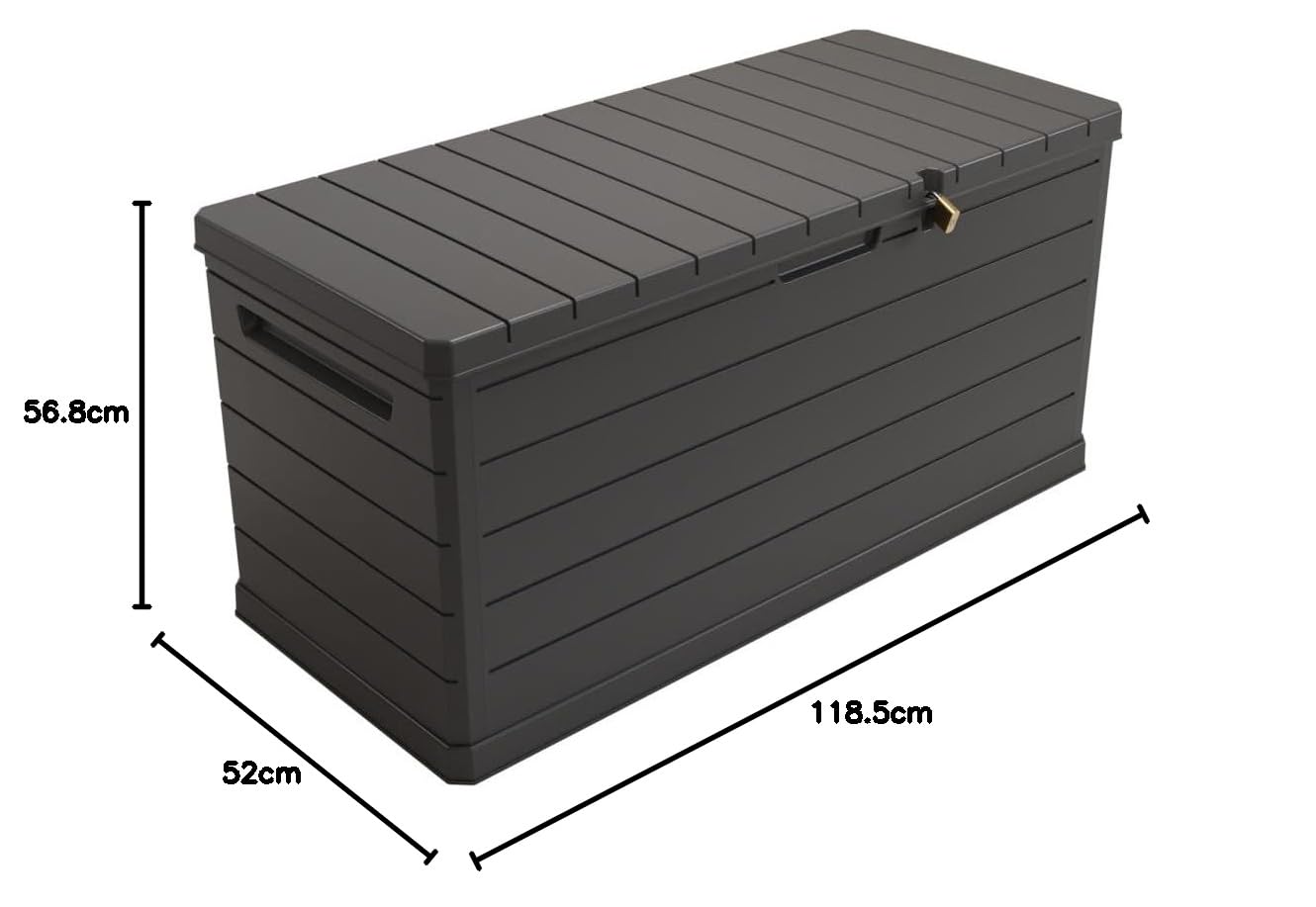 Art Plast - Baule di Stoccaggio Esterno 350L - Baule da Giardino Grigio 118,5x52x57cm - Maniglie di Trasporto - Resistente all'Acqua