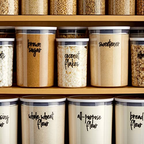 Talented Kitchen 157 Pantry Labels For Food Containers, Preprinted Clear Kitchen Food Labels For Organizing Storage Canisters & Jars, Black Script + Numbers Stickers #TOP2