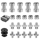 📷 Kit de Tornillo de la Cámara: 2 x tornillos de cámara de 1/4, 5 x tornillos roscados de 1/4 macho a 1/4 macho, 5 x tornillos convertidores de 1/4 macho a 3/8 macho, 5 x tornillos roscados de 1/4 hembra a 3/8 macho, 5 x adaptadores de tornillo de 1/4 hembra a 3/8 hembra.