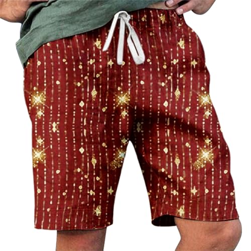 Pantalones cortos de cintura elástica para hombre, pantalones cortos con cordón ajustable y bolsillos laterales, pantalones de ajuste relajado a medio muslo para verano, playa, vacaciones, descanso y