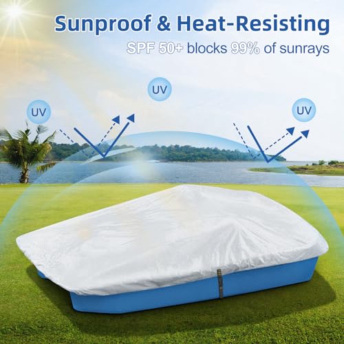 Seapisode Pedal Boat Cover,Heavy Duty WaterProof & Anti-UV Paddle Boat Cover with Windproof Buckle Straps,Fits Outdoor 3 or 5 Person Pedal Boat,Silver