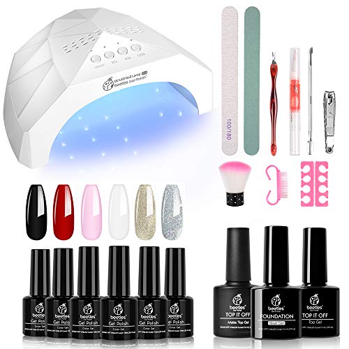 Beetles Gel Nail Polish Starter Kit with UV Light 48W LED Nail Lamp