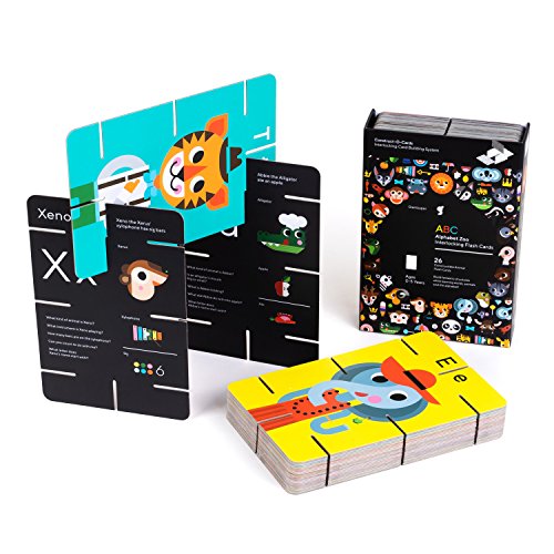 Giantsuper Construct-O-Cards: Abc Alphabet Zoo Interlocking Flash Cards - Constructible Vocabulary/Animal/Color/Shape/Letter Cards For Toddlers And Preschoolers #TOP3
