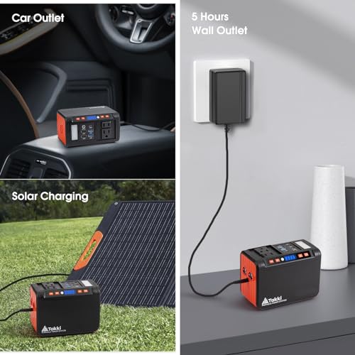 Takki Portable Power Station 111Wh, Camping Solar Generator Lithium Battery Pack with 110V AC DC USB Ports LED Flashlight for Home Use Camping Laptop CPAP Emergency Power Backup - Image 4