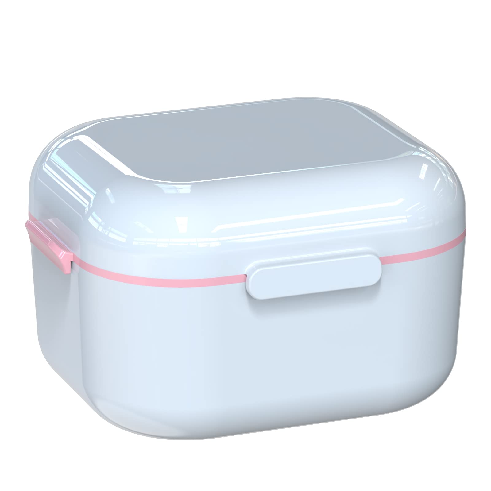 Photo 1 of BVN Denture Bath Denture Case: Denture Cup for Soaking Dentures, Retainer Cleaner Case with Mirror, Mouth Guard Case, Aligner Case, Retainer Holder, Night Guard Case, False Teeth Container White+Blue