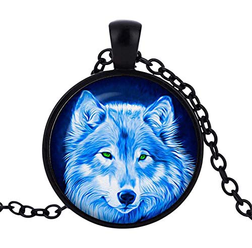 Preisvergleich Produktbild Unbekannt Générique Halskette mit Anhänger Wolfskopf, Blau