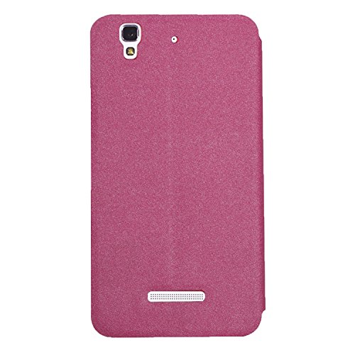 Image of Heartly Gold Sand Sparkle Luxury PU Leather Window Flip Stand Back Case Cover for MYu Yureka /Yureka Plus Cyanogen mod - Cute Pink