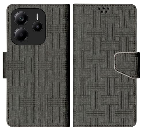 SBMS Flip Cover for Redmi Note 14 5G / Redmi Note 14 SE 5G 6.67-Inch Back Cover Case with Magnatic Closure | Inbuilt Stand | Card & Money Pocket (MatBlack)
