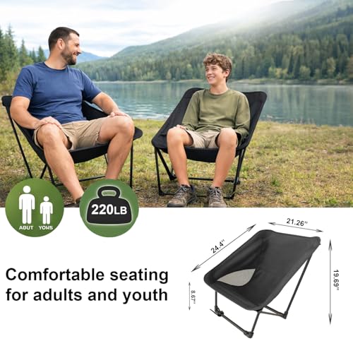 Portable Camping Chair for Young Adults and Teens, Holds 220 LB, Lightweight & Compact Foldable Camp Chair for Backpacking Travel, Outdoor Folding Chair for Beach, Sports, Fishing, Lawn & Concert - view 1