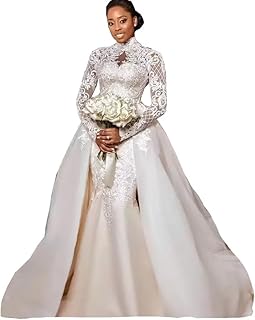 Long Sleeve Lace up Corset Sequins Bridal Ball Gowns Wedding Dresses for Bride with Train Plus Size 2025