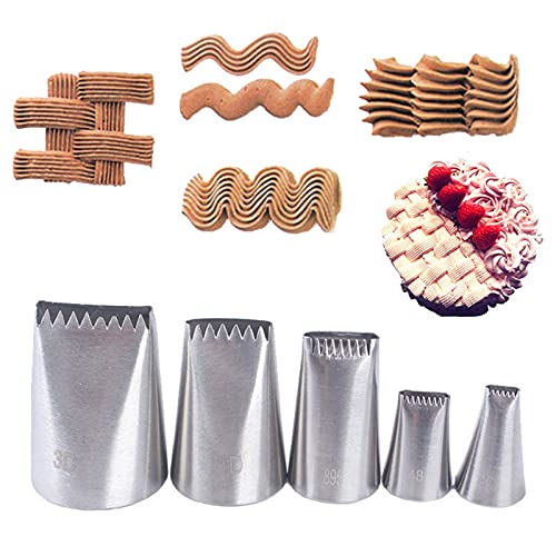 5 stks/set Rvs Cake Icing Piping Nozzle Mand Weefsel Pastry Tips Cake Cream Cupcake Voor Sugar Craft Decorating… - Image 3