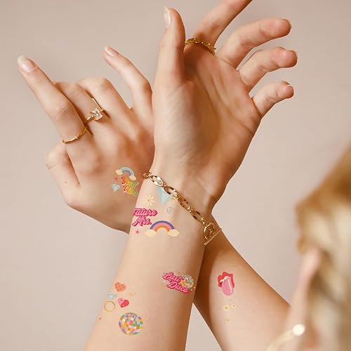 Miniatura 4 de Flash Tattoos GROOVY BACHELORETTE tatuajes temporales  94 tatuajes de papel de aluminio con purpurina  despedida de soltera de discoteca  Ducha de