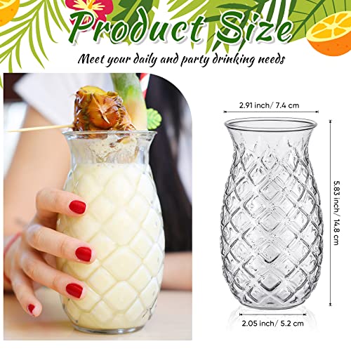 Zubebe Set Of 8 Tiki Pineapple Glasses 17 Oz Retro Relief Pineapple Cups Clear Pineapple Drinking Cup For Wine Cocktail Drink Martini Whiskey Juice Outdoor Pool Party Picnics #TOP1