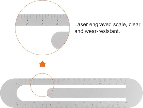 Miniatura 10 de HARFINGTON 2 piezas de regla recta de 5.1 in para marcapáginas métrica, regla de metal de aleación de aluminio en ambos lados, herramienta de escala