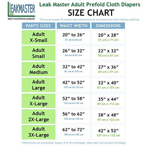 Leakmaster Adult Prefold Cloth Diapers Gauze Weave - 100% Cotton Adult Reusable Diapers - Soft & Durable - Sewn In The Usa - Day Weight - Size Adult Medium #TOP5