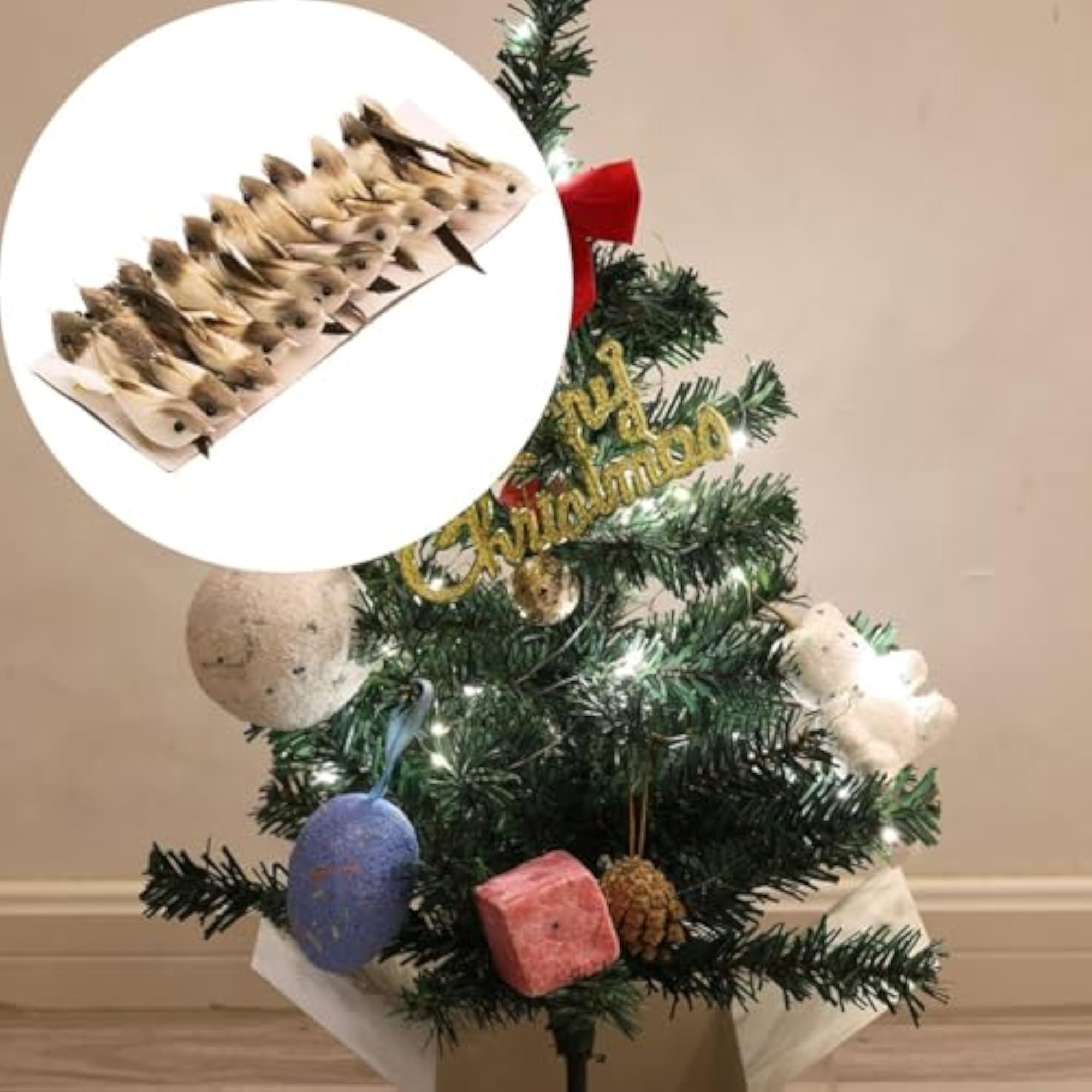 24 Pieces Artificial Birds Artwork Ornaments for Christmas Tree
