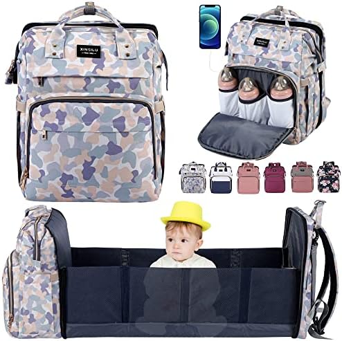 Xinsilu Diaper Bag Backpack for Boys & Girls Diaper Backpack Registry Search Newborn Gray