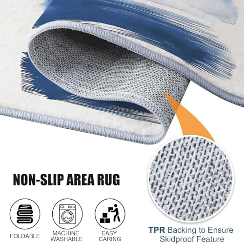 Tapis antidérapant bleu à poils courts doux et facile à nettoyer - 6