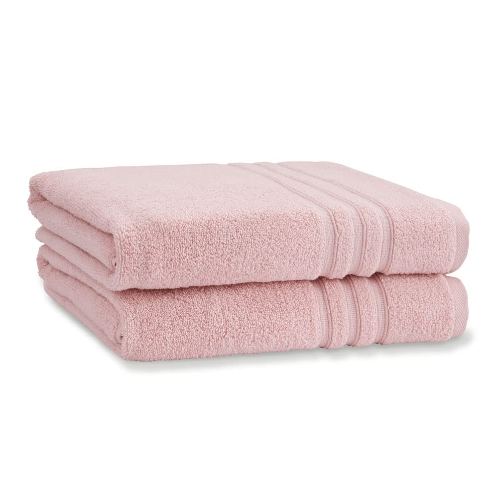 Catherine Lansfield Unisex Pink 'Zero Twist' Cotton Bath Sheet Pair In