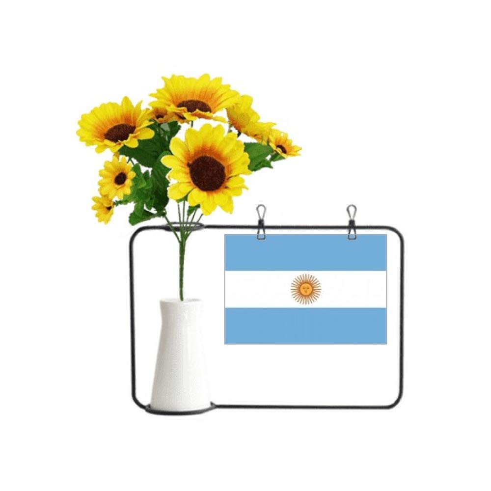 Tournesol artificiel Argentine pour décoration de table avec vase et carte