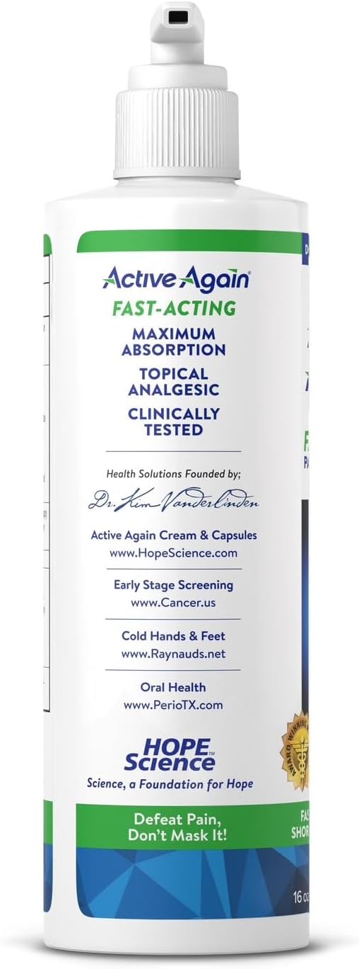ACTIVE AGAIN Hope Science Cream, 16oz | for Joint Health, Pain Relief, and Mobility, Muscle, Back, Knee, Shoulder | Fast Acting | Made in USA