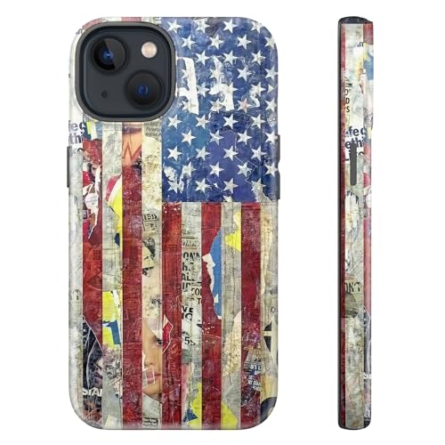 sallvmbek for iPhone 14 Case/iPhone 13 Case 6.1 inch,Cute American Flag Print Pattern Fashion Aesthetic Design,TPU and Hard PC Protective Shockproof Slim Phone Cover for Women Girly