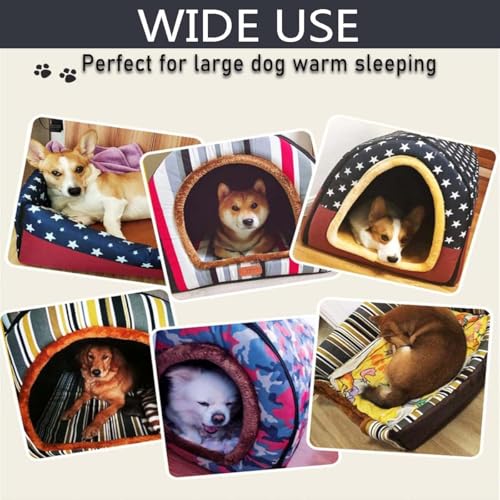 Monbaer Hundehöhlenbett, Iglu, 2-in-1, faltbares Hundebett, Haus mit abnehmbarem Kissen, warmes Katzenzelt, tragbares Angstlinderung, Haustierhöhlenbett für Katzen, Welpen, mittelgroße Hunde (S für