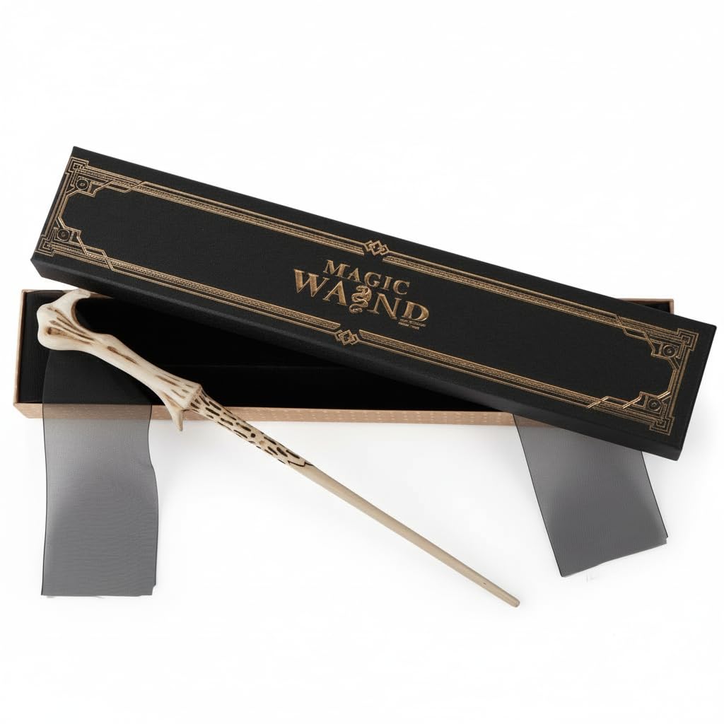 OFFO Lord Voldemort Wand Collectible Set 35cm – Premium Resin Magic Wand with Ollivanders Style Box, Platform 9¾ Ticket & Character Card | Harry Potter Cosplay Gift