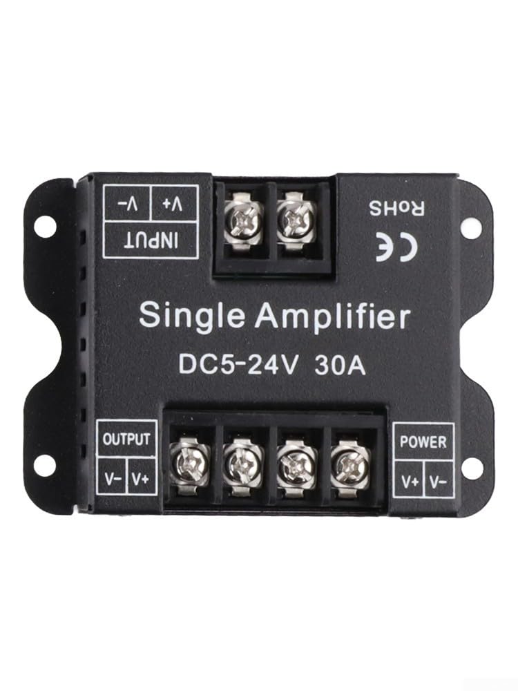 Amplificatore di segnale LED per strisce monocolore, per DC 5-24V 30A, alimentazione a canale singolo per modulo relè con alloggiamento in metallo
