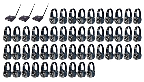 VocoPro SILENT-DISCO-PRO-350 PRO Long-Range Silent Disco/Event Package with Three Transmitters and Fifty Over Ear Headphone Receivers