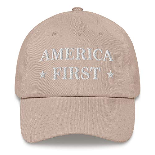 America First Hat (Embroidered Dad Cap) USA Patriot, July 4th Pride Stone