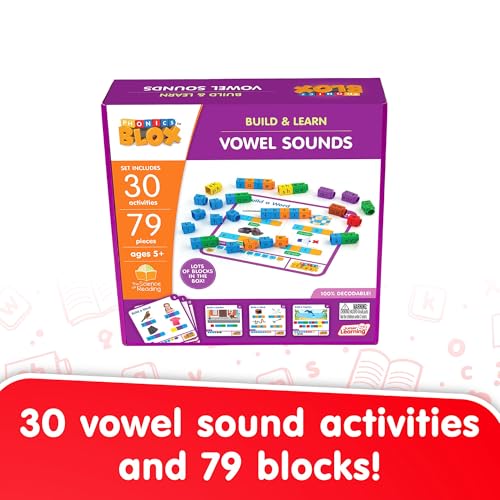 Junior Learning: Rainbow Phonics Blox: Vowel Sounds - Phase 5 - Build & Learn, 30 Activity Cards, Color Coded Blocks, Reading Development, Kids 5+ - Image 2