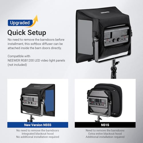 Image of NEEWER Upgraded Softbox Diffuser Only for NEEWER RGB1200 Video Light, 14.6 inchx13.6 inch /37x34.5cm Foldable Soft Box with Grid /Bag /Blackout Hood, Quick Set Up for Portrait Studio Photography Lighting, NS5S