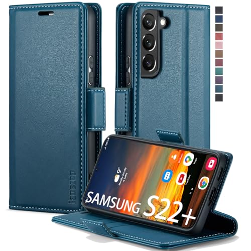 Samsung Galaxy S22+ Plus Case,Galaxy S22+ Plus Wallet Case with Card Holder RFID Blocking Kickstand Magnetic,Leather Flip Case Wallet for Galaxy S22+ Plus 6.6 Inch (Fashion Blue)