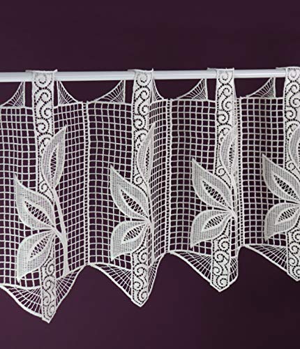 Visillo de encaje Plauener - Fabricación a medida - Cortina de macramé vintage Altura 31 cm - Ancho de la cortina por número de piezas en 16 cm a elegir, crudo fabricado en Alemania Cover